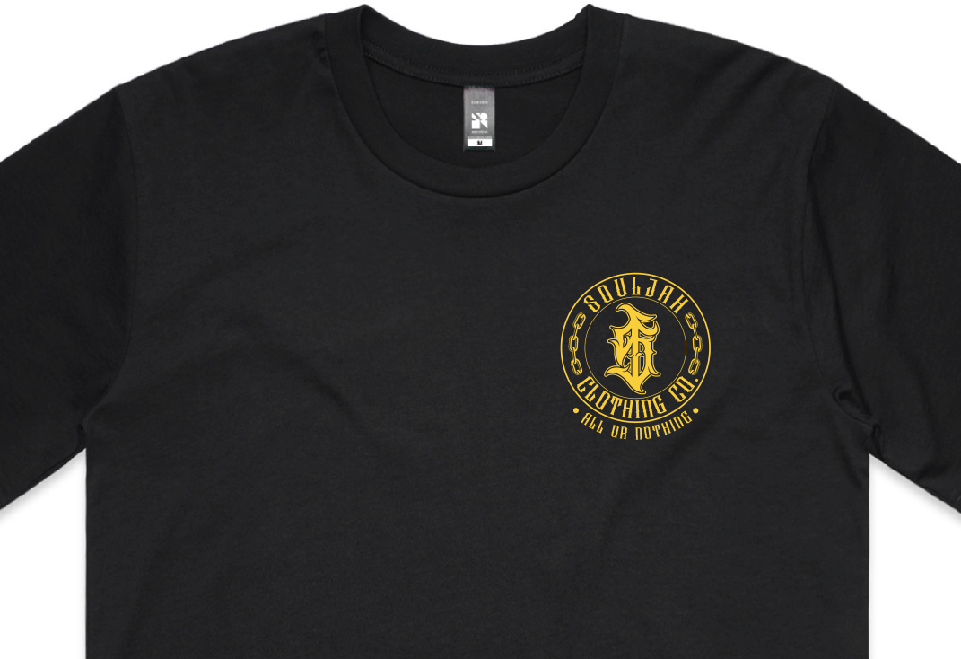 black & yellow souljah clothing teez