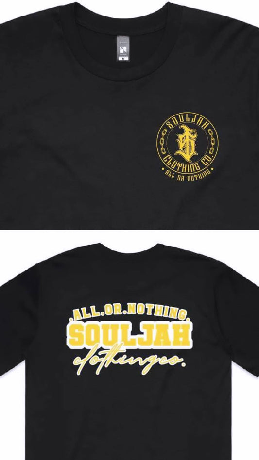 black & yellow  souljah clothing  teez
